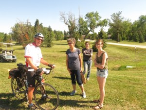 Michel visiting with granddaughter 