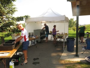 Cooking supper in Airdrie - Dan, Mike, Joyce