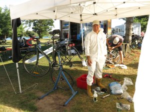 Alain working on his bike