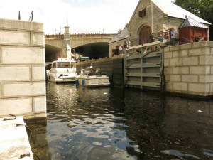 Boats entering lock