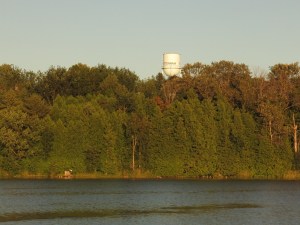 Water tower at sunset