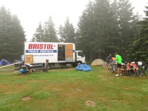 Packing up in the fog