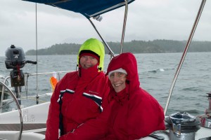 Susan & Linda braving the elements